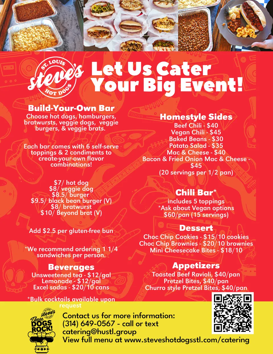 catering menu with full details - cotnact us at 314-649-0657 for more information