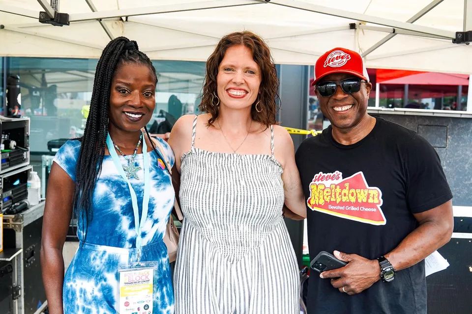 Felice McClendon, Danni Eickenhorst and Steve Ewing at the Build Back the Block Fundraiser concert