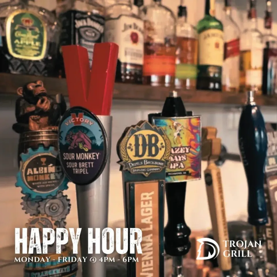 Happy Hour & Rotating Taps at The Trojan Grill!