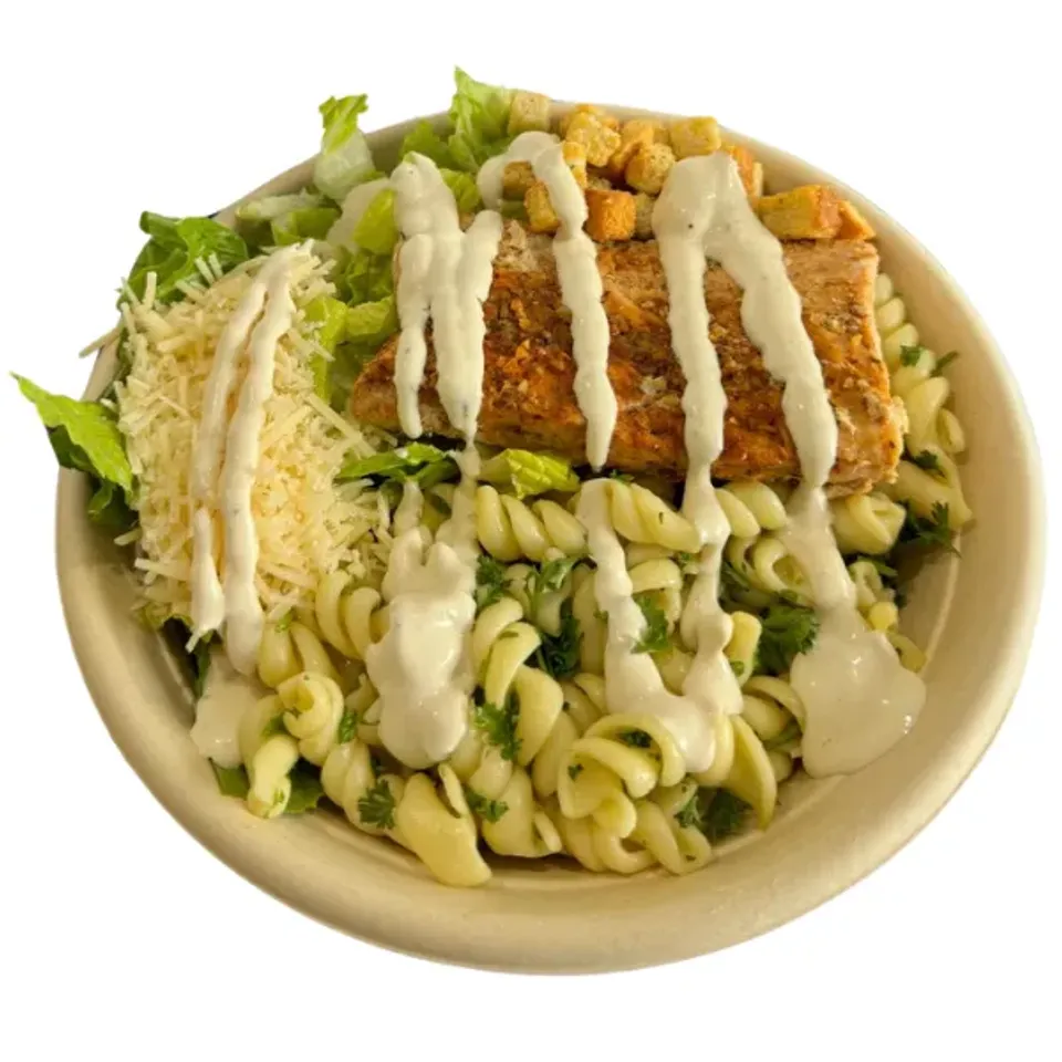 Jerk Salmon and Caesar Pasta