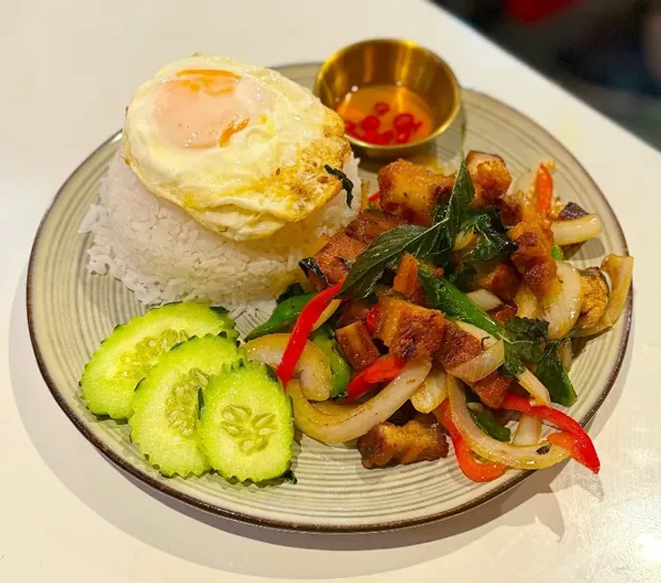 Basil Crispy Pork With Fried Egg